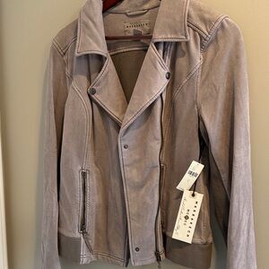 Grayish Women's Taupe soft suede feeling  Jacket size large NWT